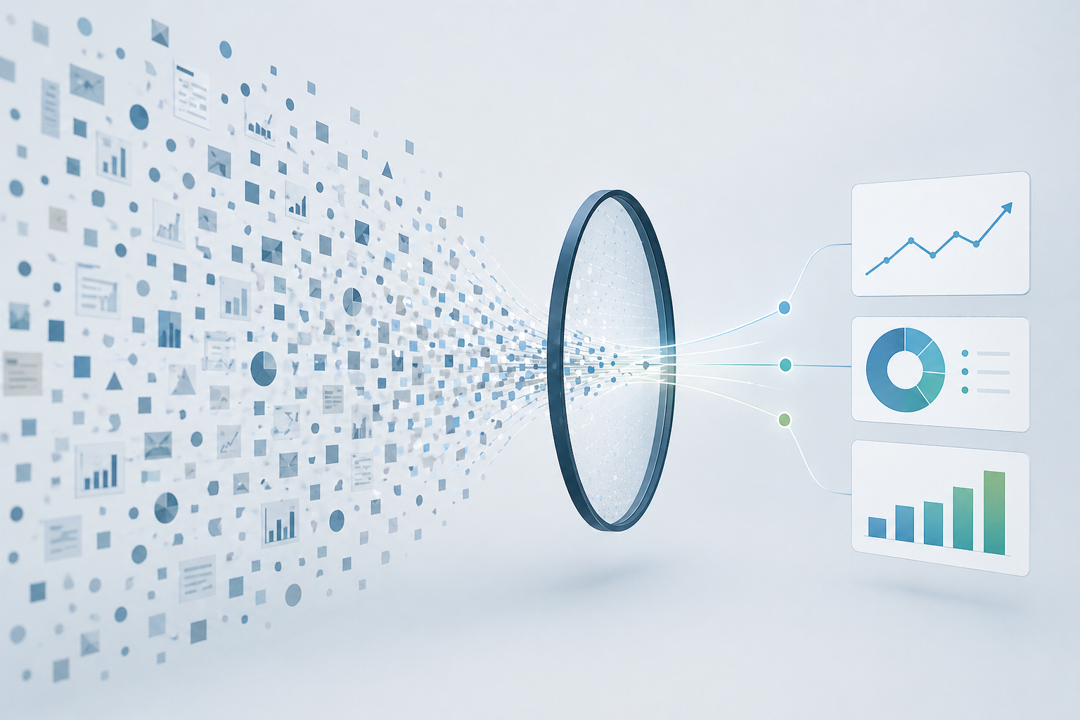 Abstract illustration representing applied research and analysis.